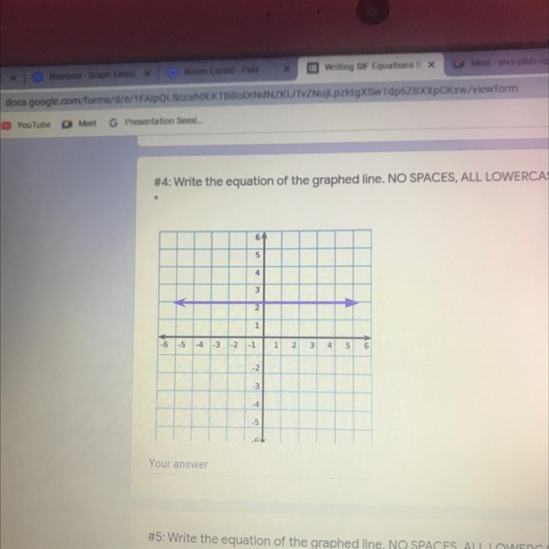 Write the equation of the graphed in NO SPACES ALL LOWERCASE Help !!-example-1