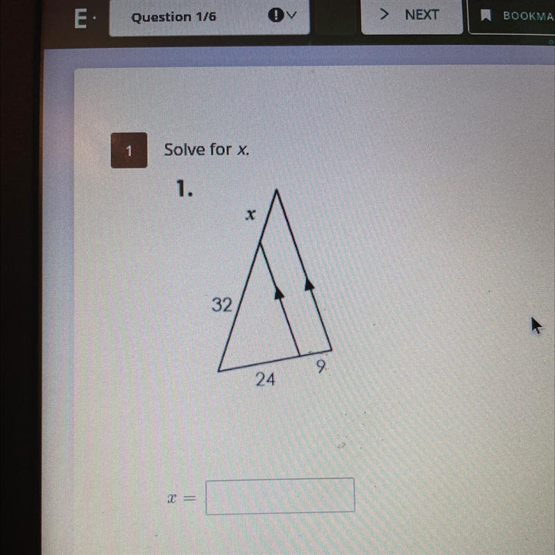 Solve for x. 32 24 9-example-1