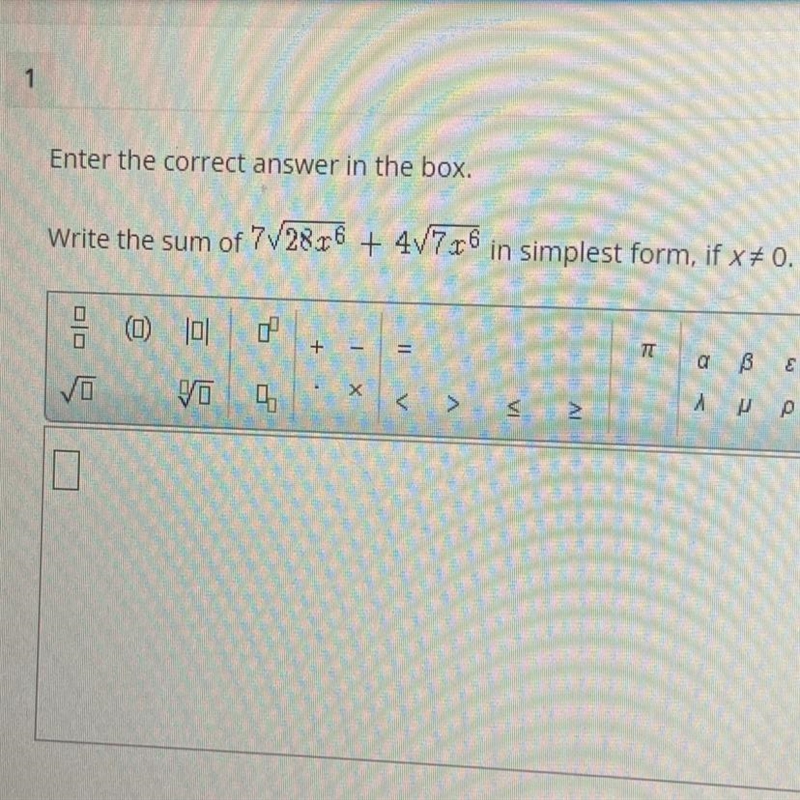 Write the sum of 7√28x6+4√7x6 in simplest form, if x≠0-example-1