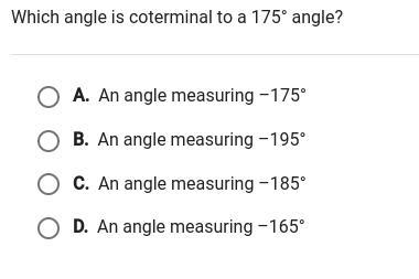 Which angle is coterminal to a 175 degree angle?-example-1