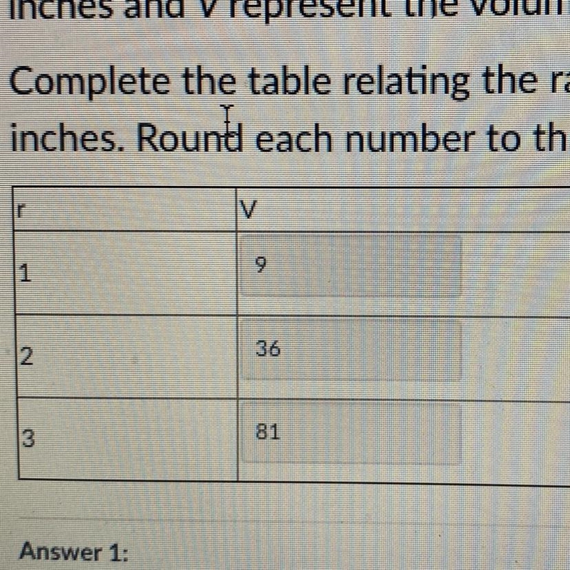 There are many cylinders with a height of 9 inches. Let r represent the radius in-example-1