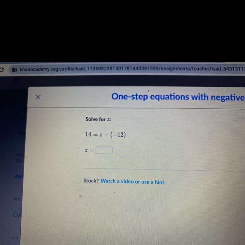 Solve for 2: 14 = 2 - (-12)-example-1