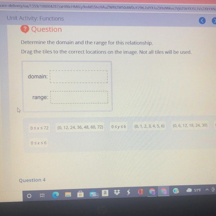 What’s the domain and range of f(x) = 72 - 1/6x?-example-1