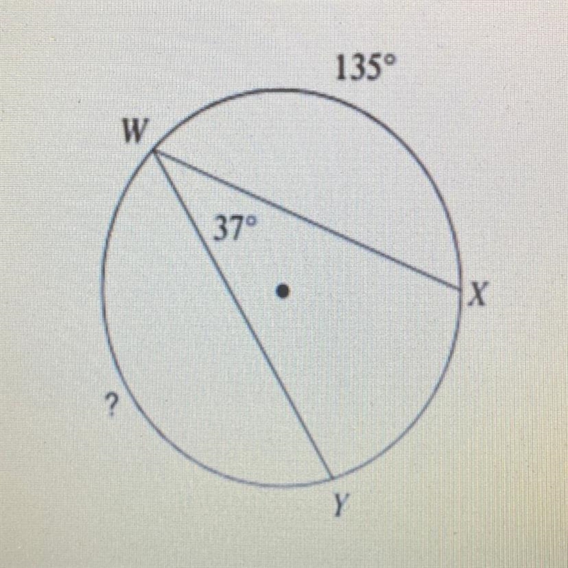 Find the missing angle measure, arc measure or solve for x. Show all work!-example-1