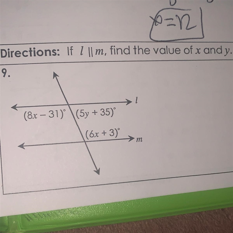 Find the value of x and y! Also their given relationship. Ty!-example-1