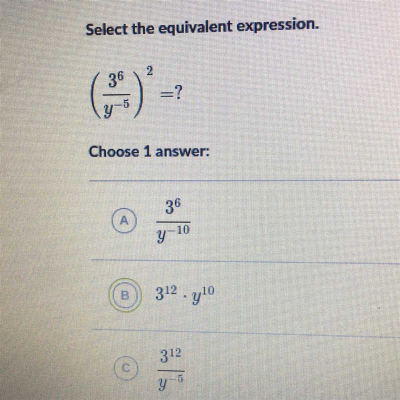 PLEASE HELP (3^6 y^-5)^2-example-1