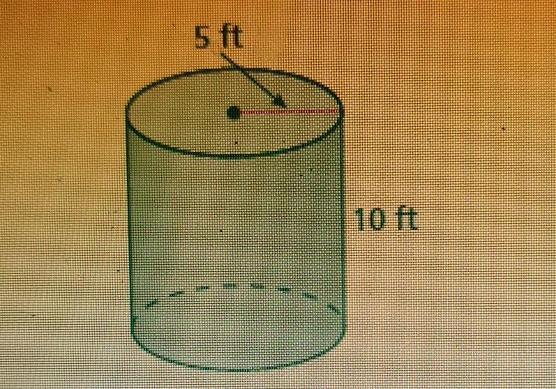 Find the volume of the cylinder. Round your answer to the nearest tenth. The volume-example-1