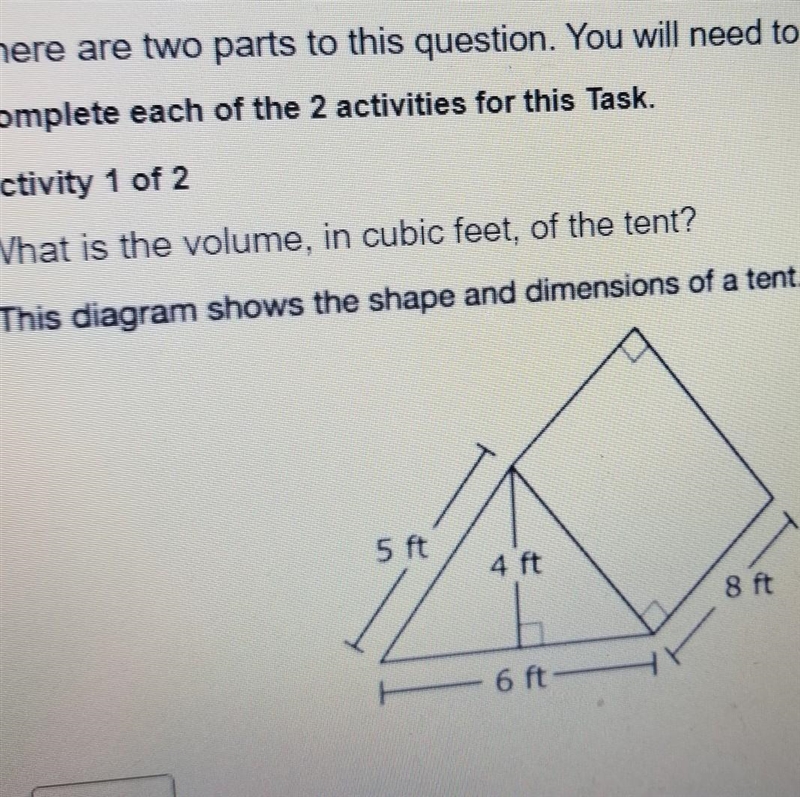 What is the volume in cubic feet of the tent? 5 ft 4ft 6ft 8ft​-example-1