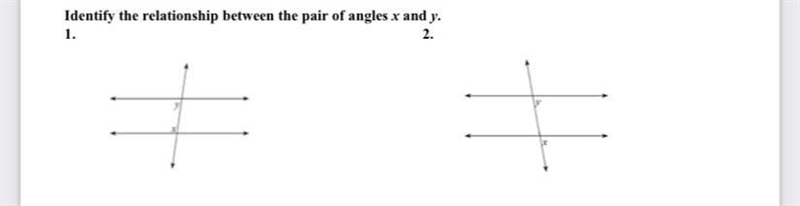 Identify the relationship between the pair of angles y and v PLZZZZ THANK YOUUUU-example-1