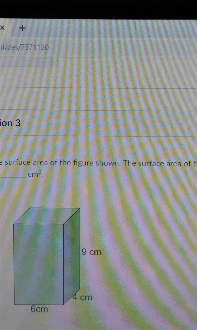 Find the surface area of the figure shown. The surface area of the figure is cm? 9 cm-example-1