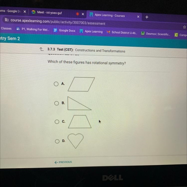 Which of these figures has rotational symmetry-example-1