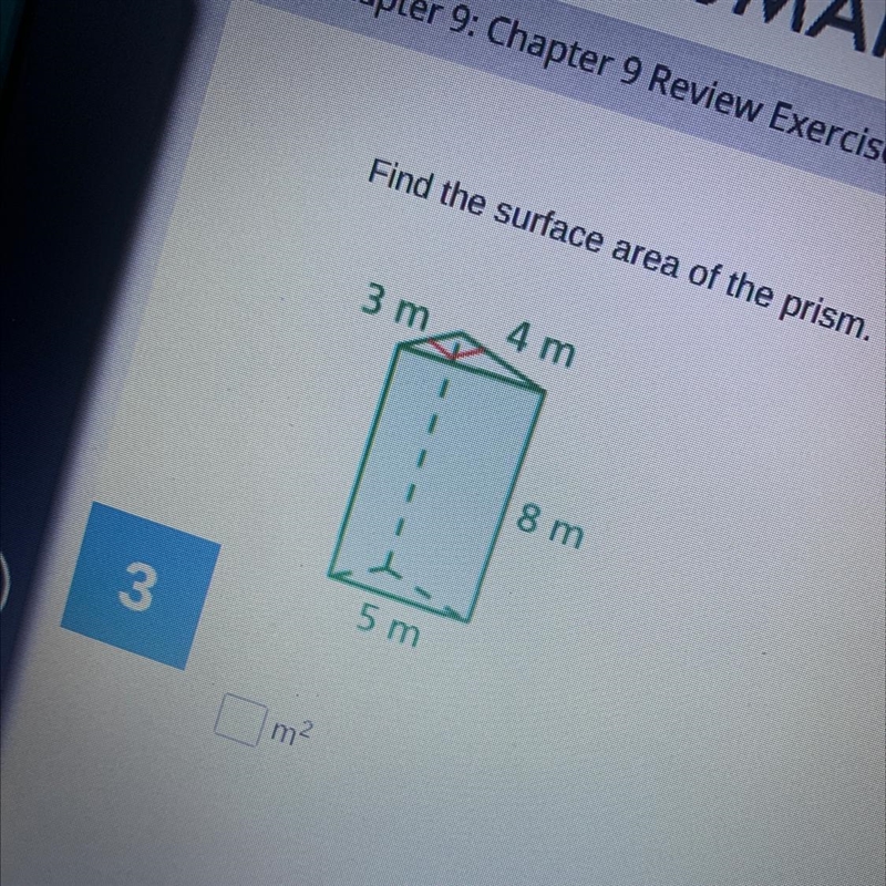 Find the surface area of the prism 3m 4m 8m 5m-example-1