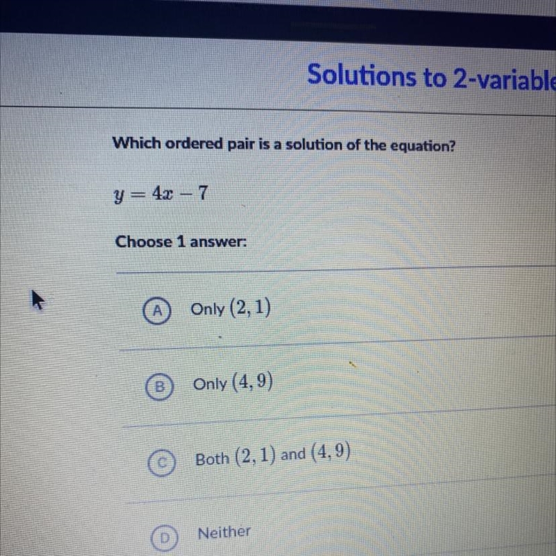 Which ordered pair is a solution of the equation ?-example-1