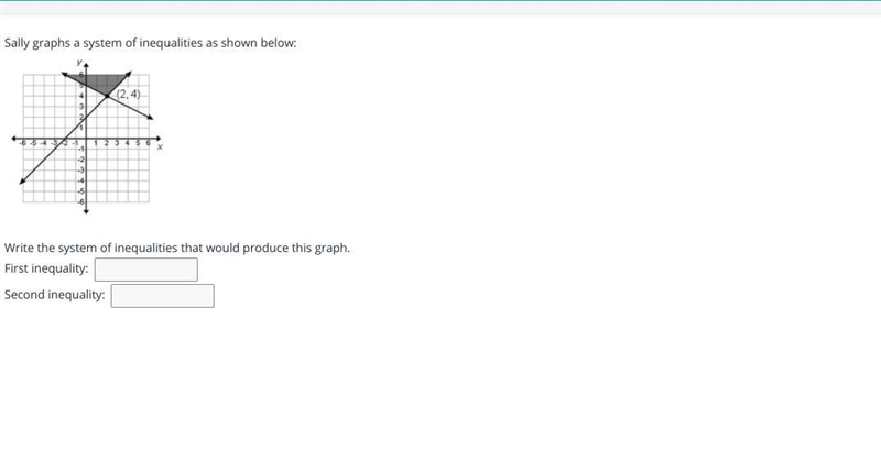 Sally graphs a system of inequalities as shown below:-example-1