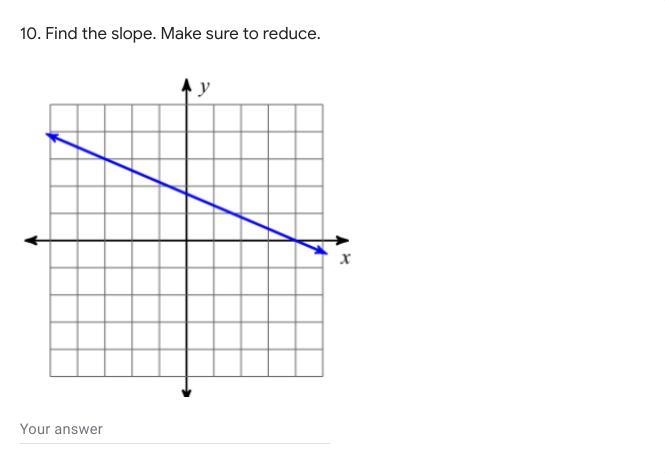 10. Find the slope. Make sure to reduce.-example-1