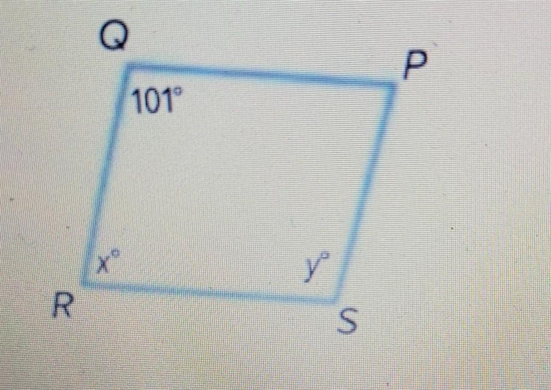 If the figure below is a parallelogram, find x and y​-example-1