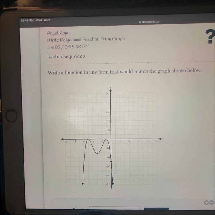 Write a function in any form that would match the graph shown below.-example-1