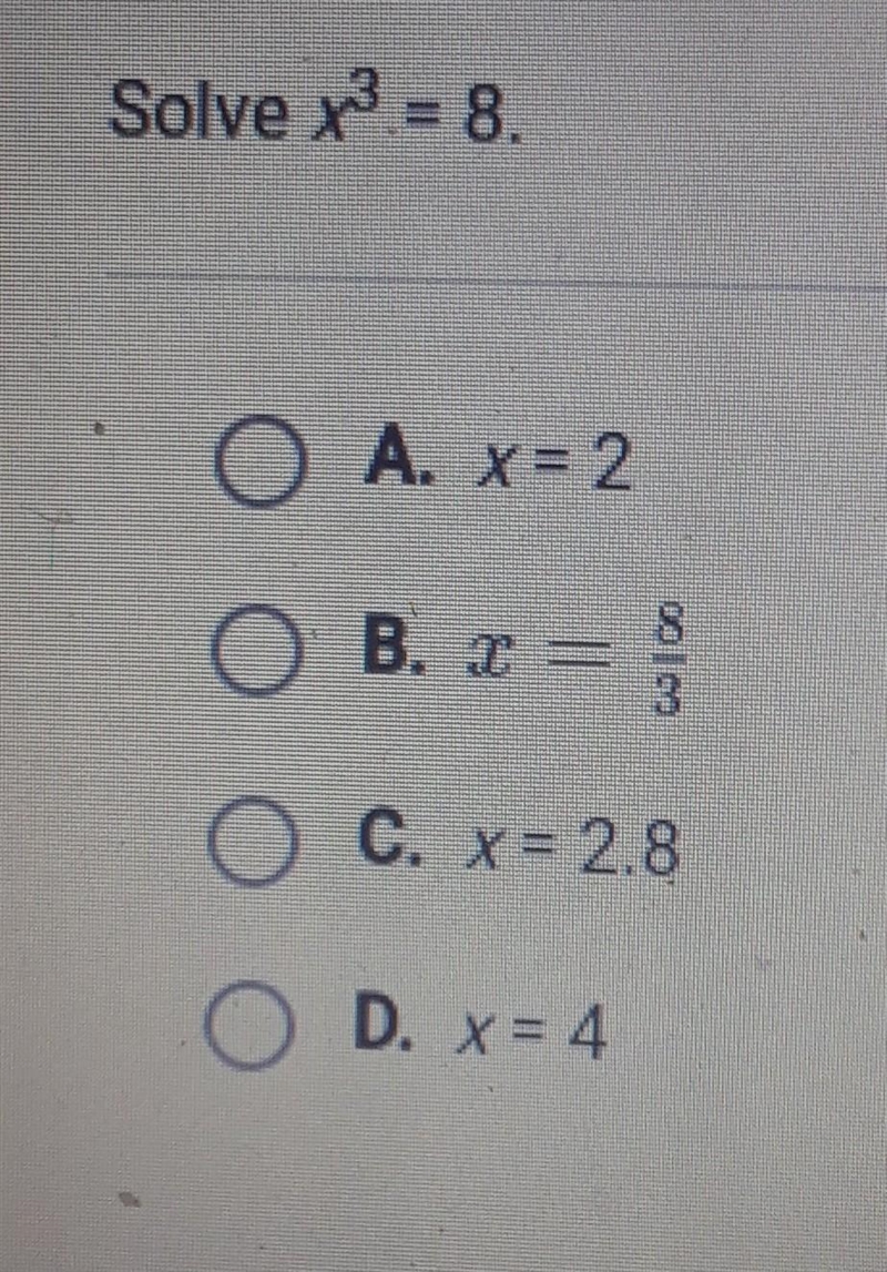 Solve x 3 to the second power =8​-example-1