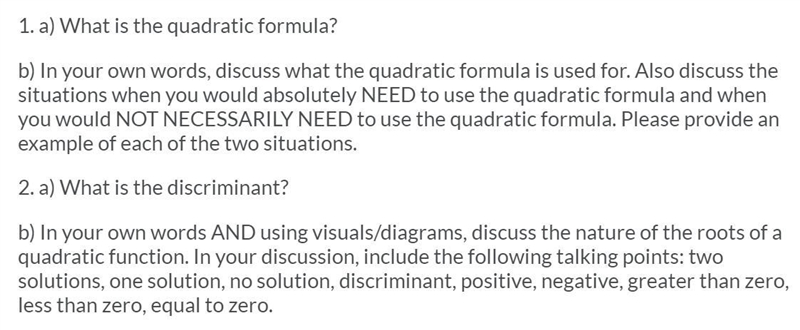 I need help with the quadratic formula questions.-example-1