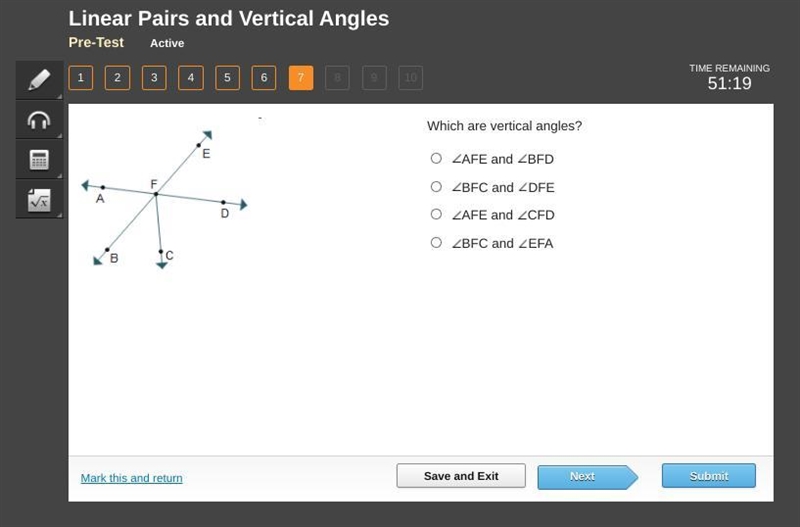 Which are vertical angles?-example-1