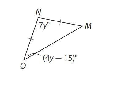 Find the measure of angle N in the triangle . first find the value of y and then plug-example-1