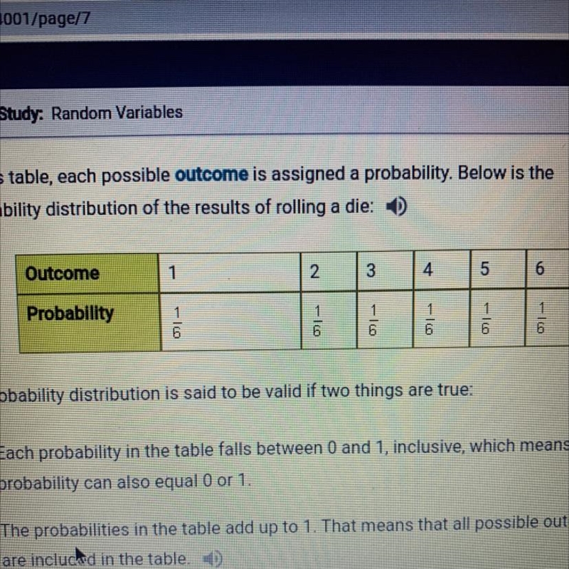 In 20 words or fewer, explain why the table above represents a valid probability distribution-example-1