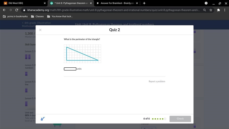 Perimeter of a triangle: Side=5 Length=12 (Picture below)-example-1