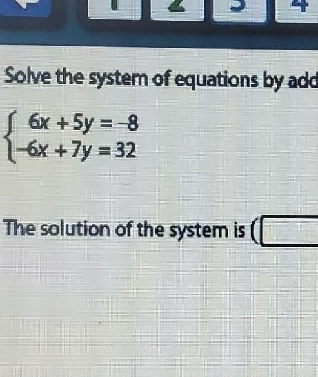 Solve the system of equations by adding. check your answer.​-example-1