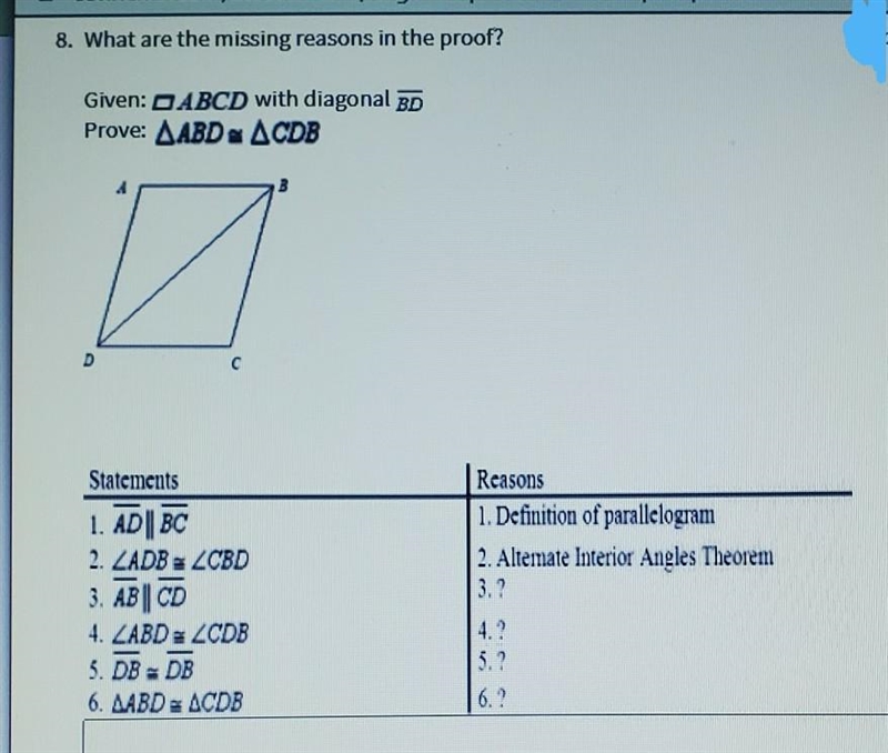 What are the missing reasons in the proof. im having an hard time with this.​-example-1