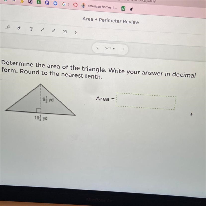 Determine the area of the triangle. Write your answer in decimal form. Round to the-example-1