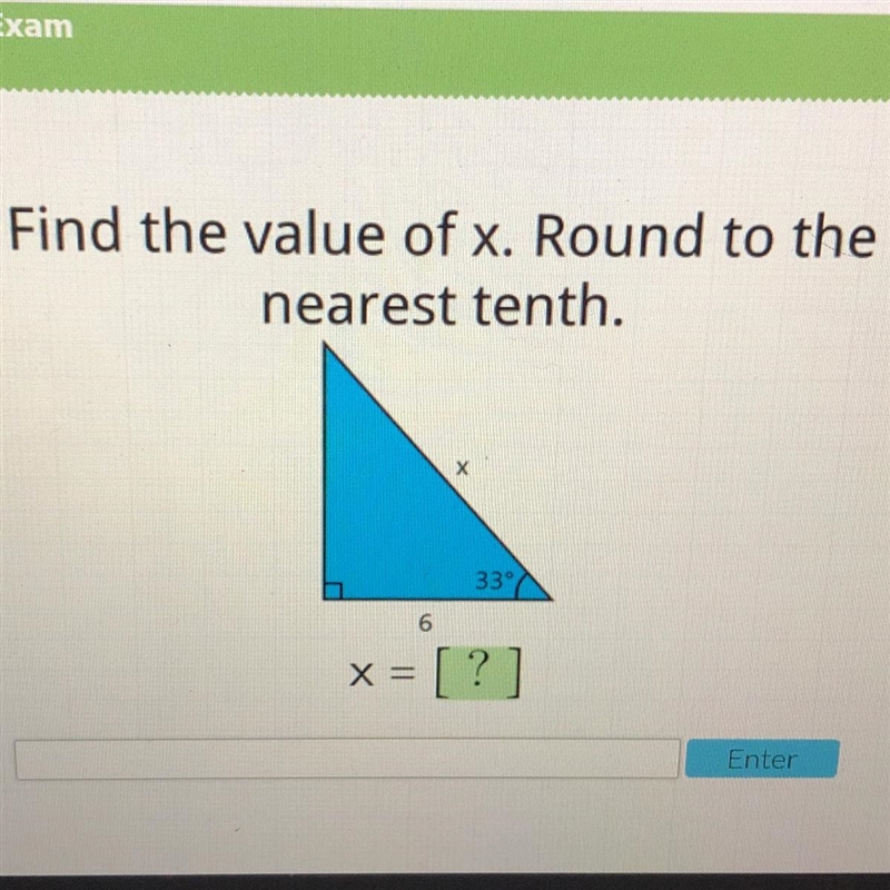 Find the value of x. Round to the nearest 10th. Plzzz help!!!-example-1