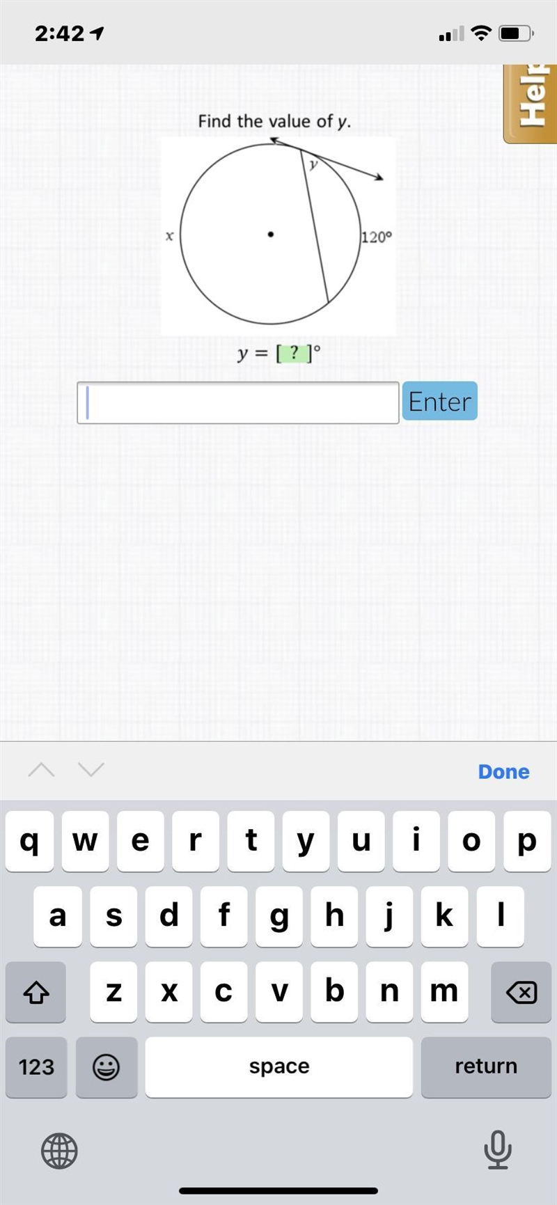 Find the value of y. 120° y = ?°-example-1