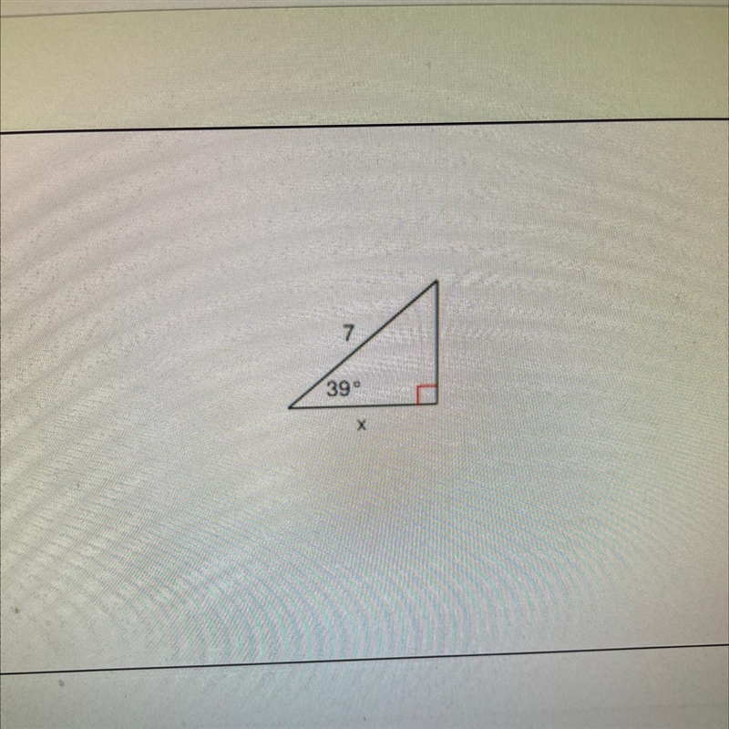 Find the ratio of Cos (39). A. 37/7 B.X/7 C.7/X D.7-example-1