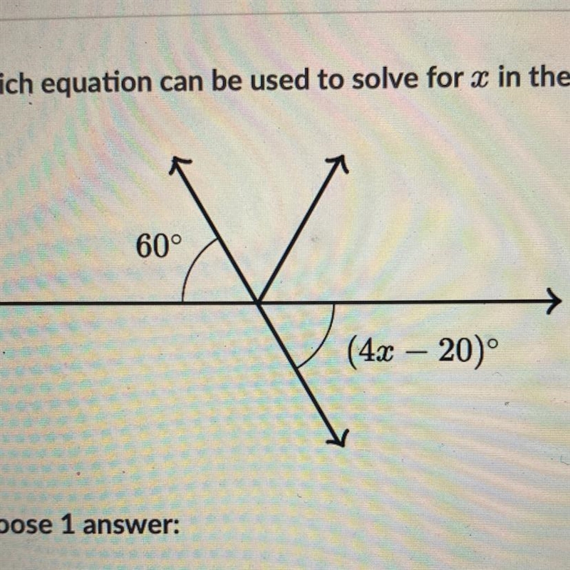 Which equation can be used to solve for x in the following diagram?-example-1