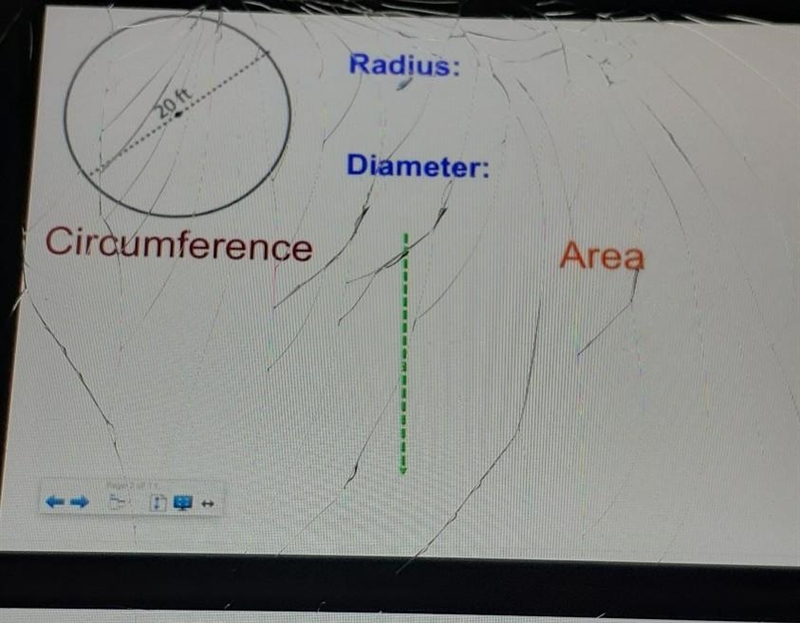 What would the radius of the circle be if the diameter is 20ft?​-example-1