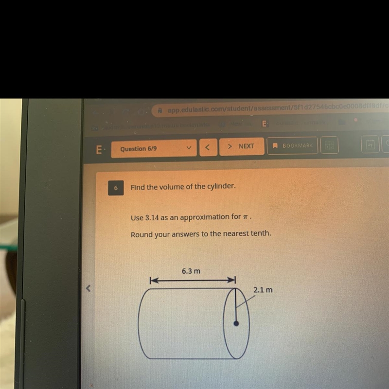 Finding the volume of a cylinder-example-1