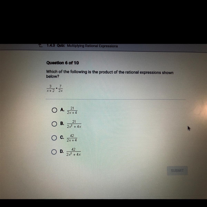 Which of the following is the product of the rational expressions shown below? 3 2x-example-1