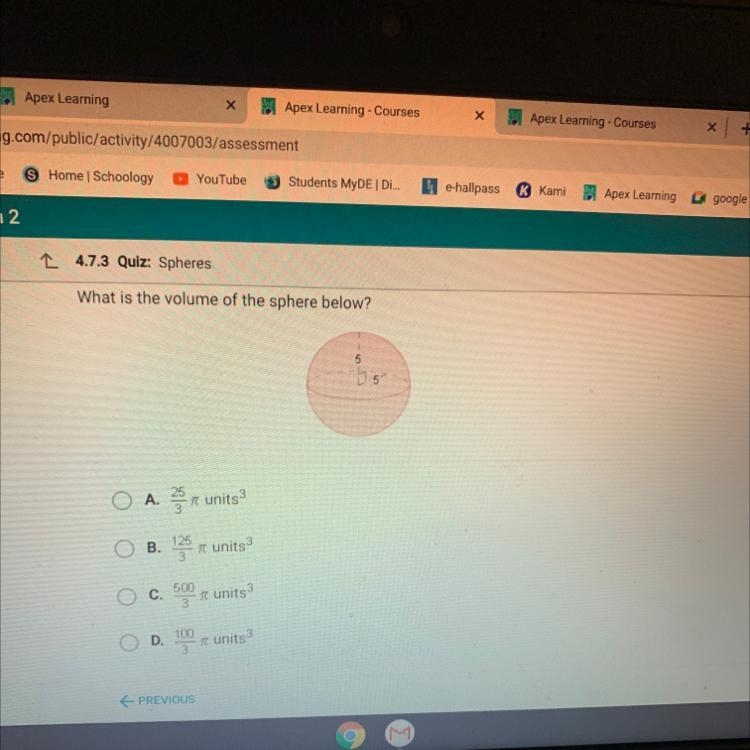 What is the volume of the sphere below?-example-1