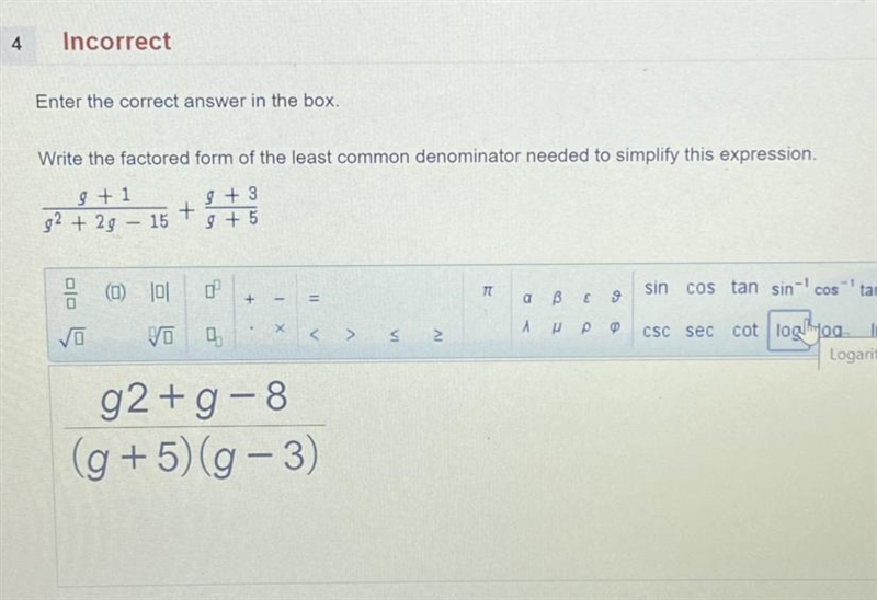 PLEASE HELP!!! Write the factored form of the least common denominator needed to simplify-example-1