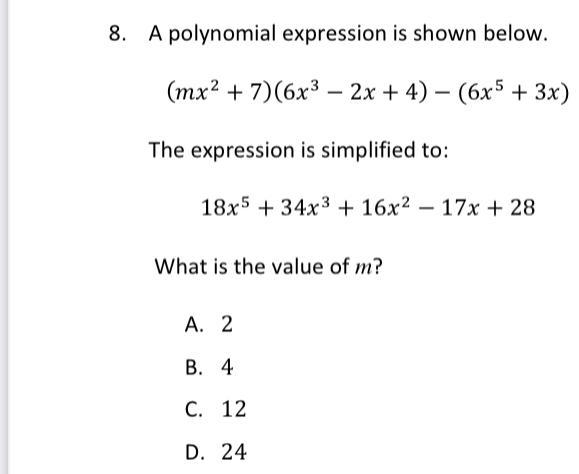 Would you multiply M by the third equation (6x^5.....) since it is subtraction-example-1