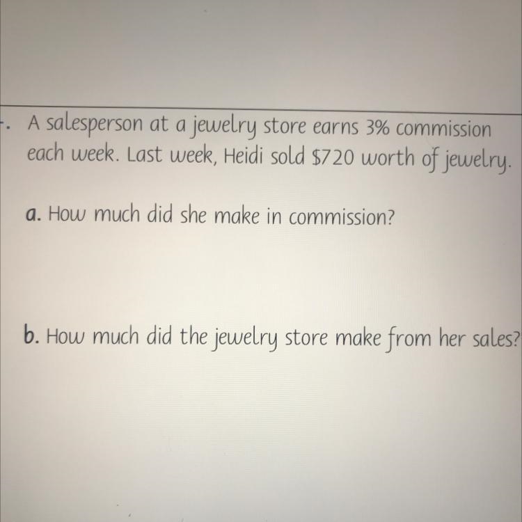 A salesperson at a jewelry store earns 3% commission each week. Last week, Heidi sold-example-1