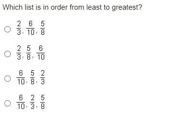 Which list is in order from least to greatest?-example-1