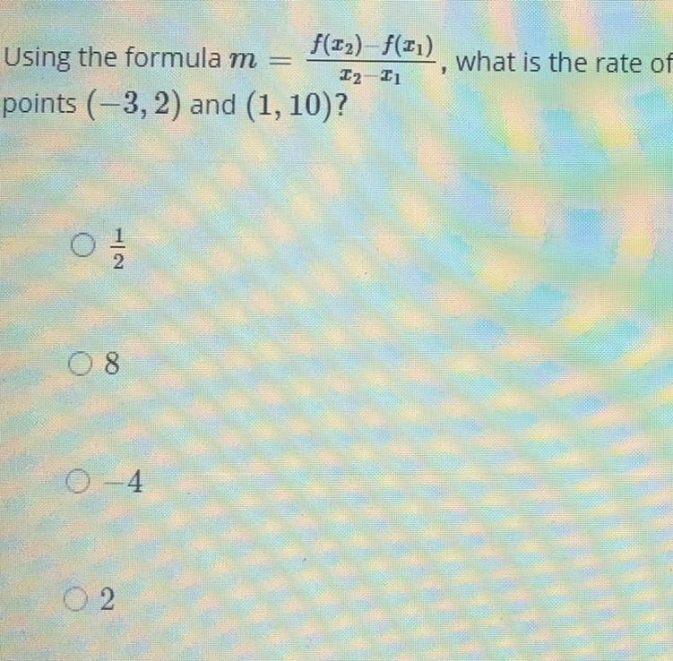 Using the formula m= f(x2) - f(x1)/x2 - x1, what is the rate of change for the linear-example-1