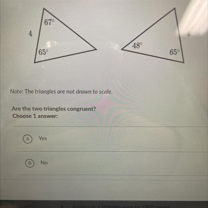 Consider the two triangles shown below are the two triangles congruent-example-1