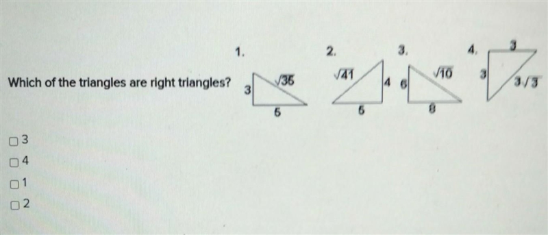 Which of the triangles are right triangles?​-example-1