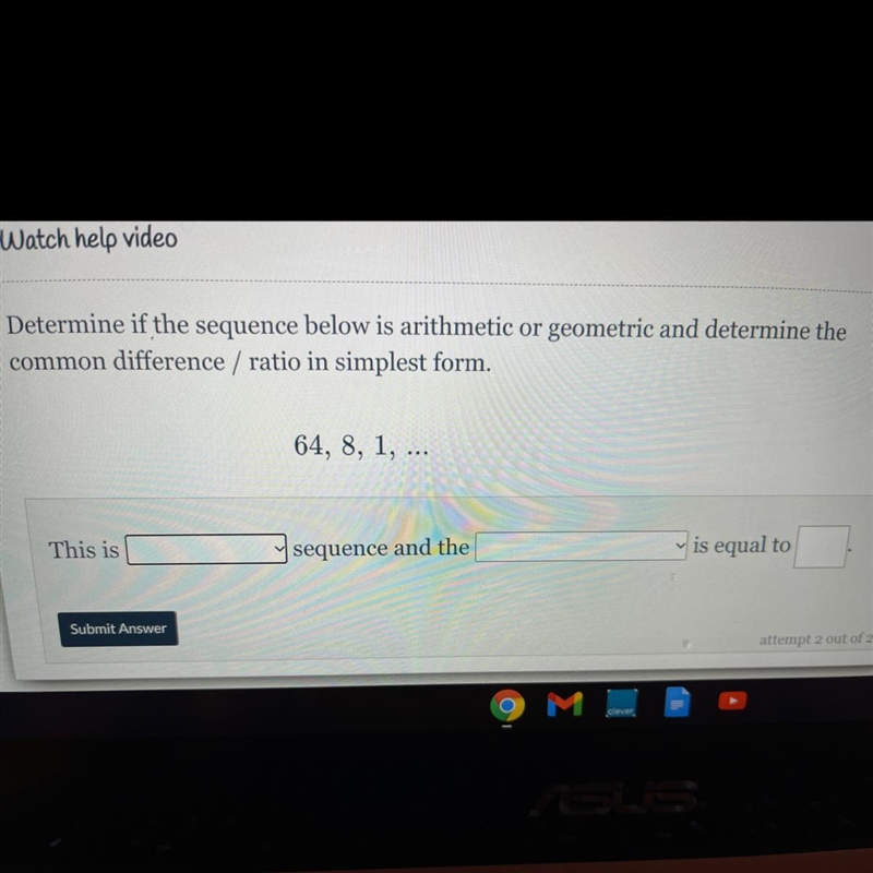 *EXTRA POINTS ASAP* Answer the boxes :) First Dropbox option is “A geometric or an-example-1