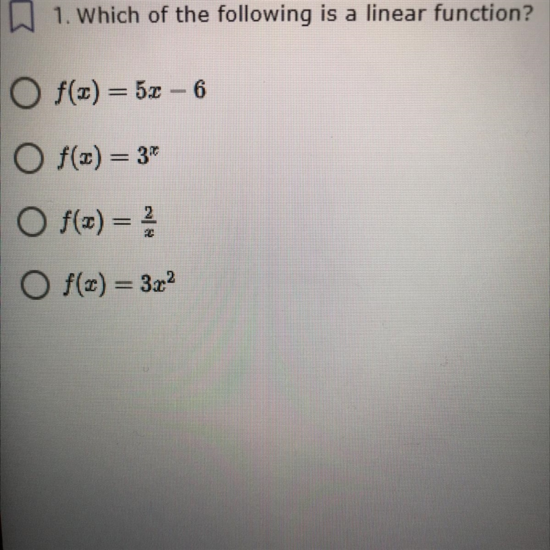 Which of the following is a linear function-example-1