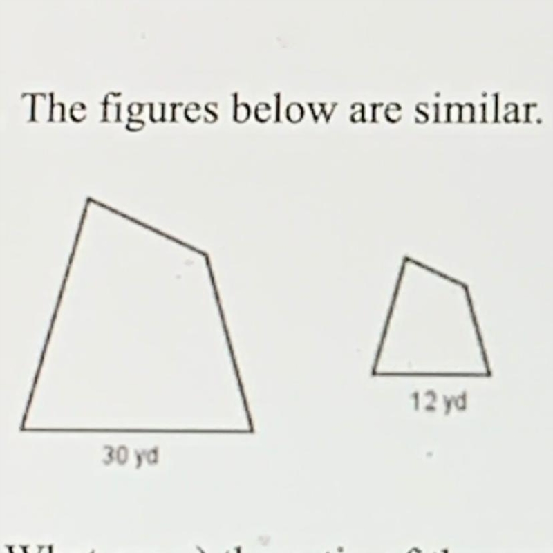 What are a) the ratio of the perimeters and b) the ratio of the area of the larger-example-1