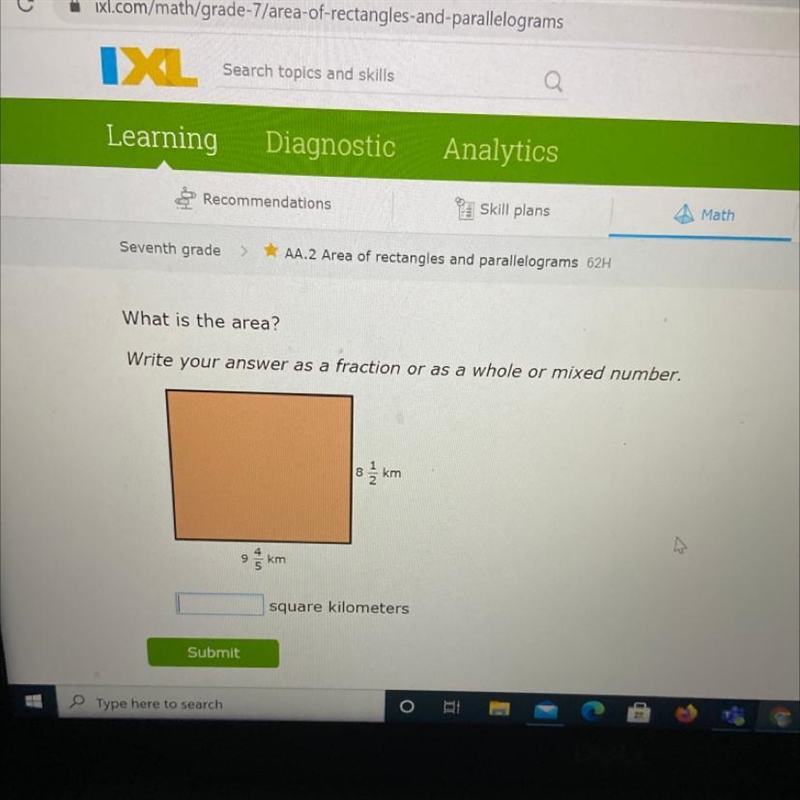 What is the area?Write your answer as a fraction or as a whole or mixed number-example-1