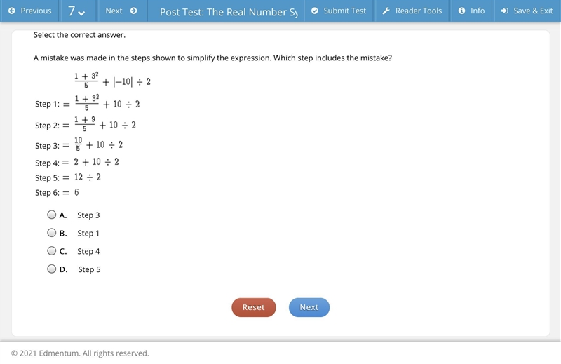 50 points please help!! A mistake was made in the steps shown to simplify the expression-example-1